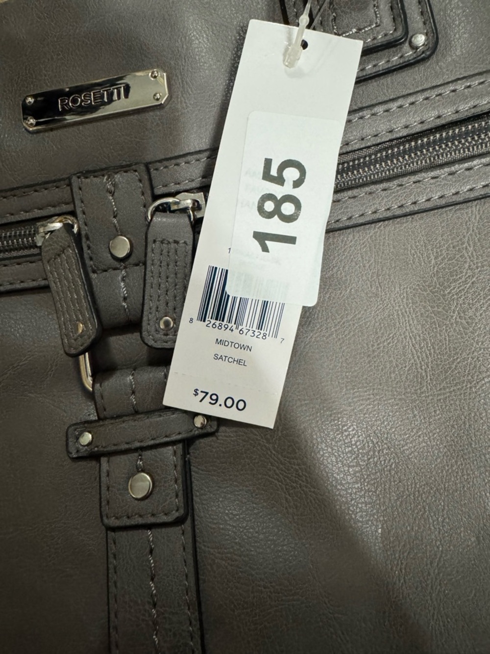 Rosetti Gray Shoulder Tote with Front Zip & Buckle Detail - Picture 7 of 8